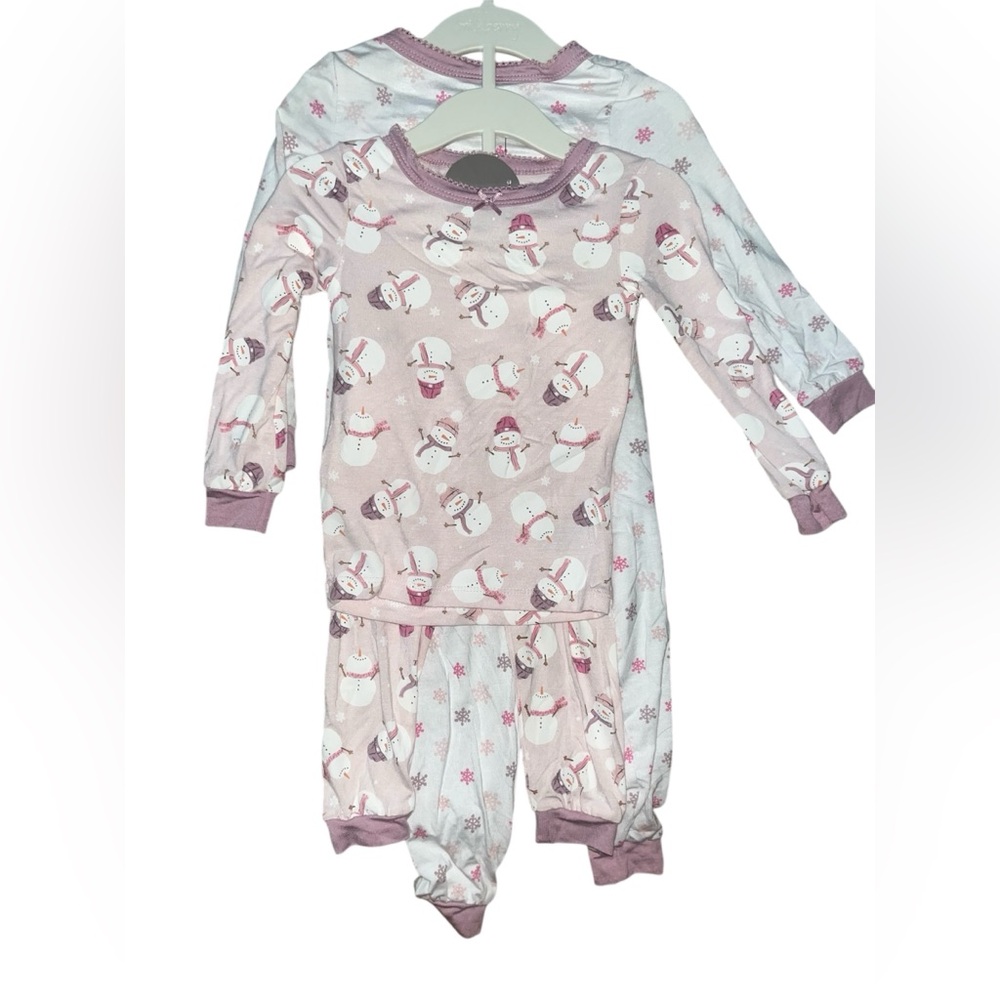 Snowman & Snowflakes Rayon From Bamboo Kids 4 Piece Pajama Set